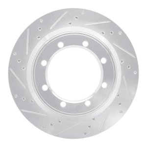Ford E-350 Super Duty Brake Rotor (1) - Rear Left - R1 Concepts - Drilled & Slotted - Silver - `99-`07